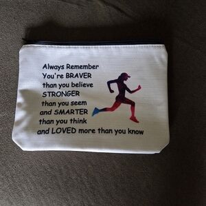Inspirational White Pouch with Motivational Quote